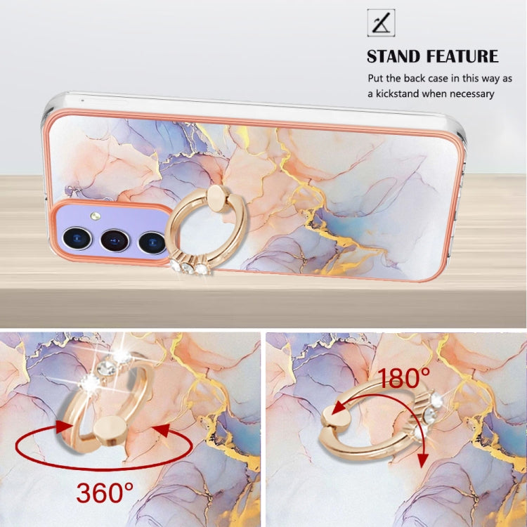 For Samsung Galaxy A15 5G Electroplating IMD TPU Phone Case with Ring(White Marble) - Galaxy Phone Cases by PMC TechLife | Online Shopping South Africa | PMC TechLife