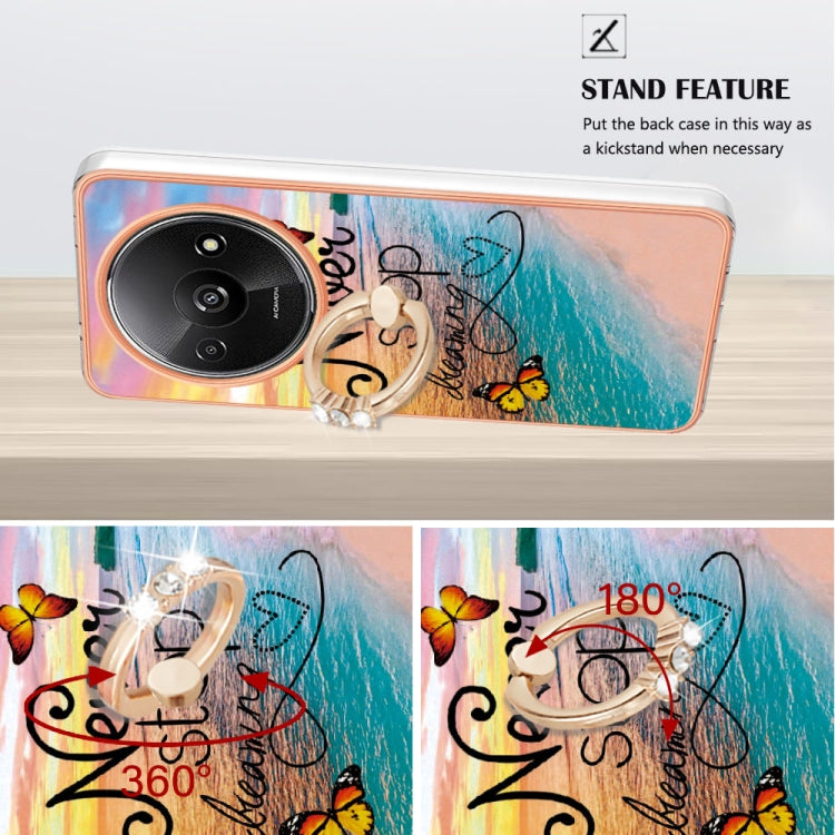For Xiaomi Redmi A3 Electroplating IMD TPU Phone Case with Ring(Dream Butterfly) - Xiaomi Cases by PMC TechLife | Online Shopping South Africa | PMC TechLife | Buy Now Pay Later Mobicred
