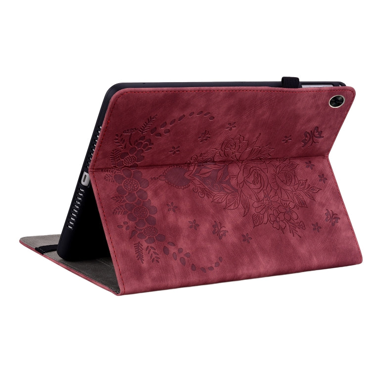 For Realme Pad 10.4 / Pad 5G 10.4 Butterfly Rose Embossed Leather Tablet Case(Red) - Realme by PMC TechLife | Online Shopping South Africa | PMC TechLife | Buy Now Pay Later Mobicred