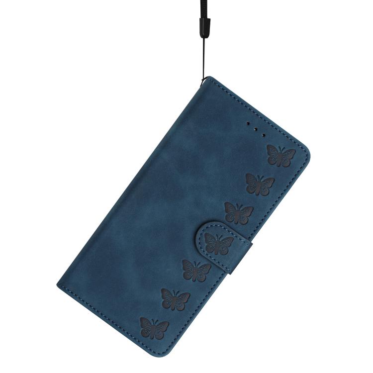 For iPhone 16e Seven Butterflies Embossed Leather Phone Case(Blue) - iPhone 16e Cases by PMC TechLife | Online Shopping South Africa | PMC TechLife | Buy Now Pay Later Mobicred