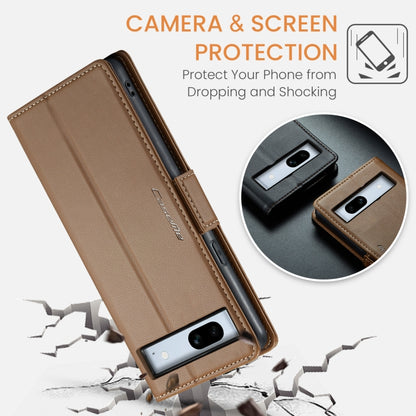 For Google Pixel 7a CaseMe 023 Butterfly Buckle Litchi Texture RFID Anti-theft Leather Phone Case(Brown) - Google Cases by CaseMe | Online Shopping South Africa | PMC Jewellery | Buy Now Pay Later Mobicred