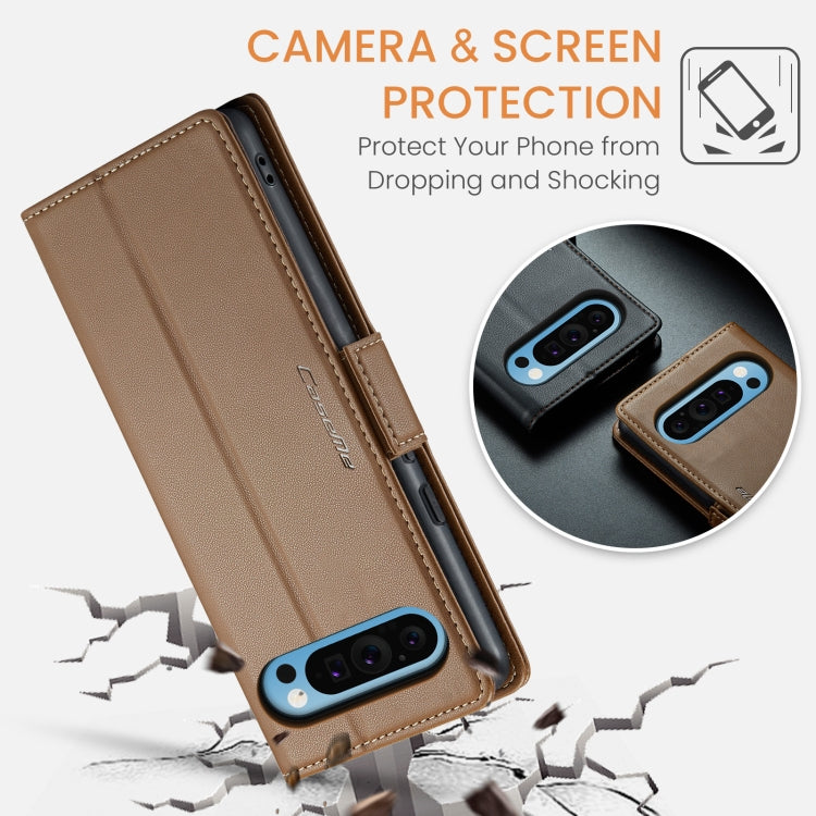 For Google Pixel 9 Pro XL CaseMe 023 Butterfly Buckle Litchi Texture RFID Anti-theft Leather Phone Case(Brown) - Google Cases by CaseMe | Online Shopping South Africa | PMC Jewellery | Buy Now Pay Later Mobicred