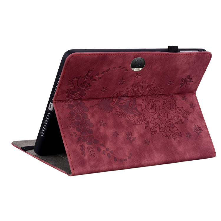 For Honor Pad 9 12.1 Butterfly Rose Embossed Leather Tablet Case(Red) - Honor by PMC TechLife | Online Shopping South Africa | PMC TechLife | Buy Now Pay Later Mobicred