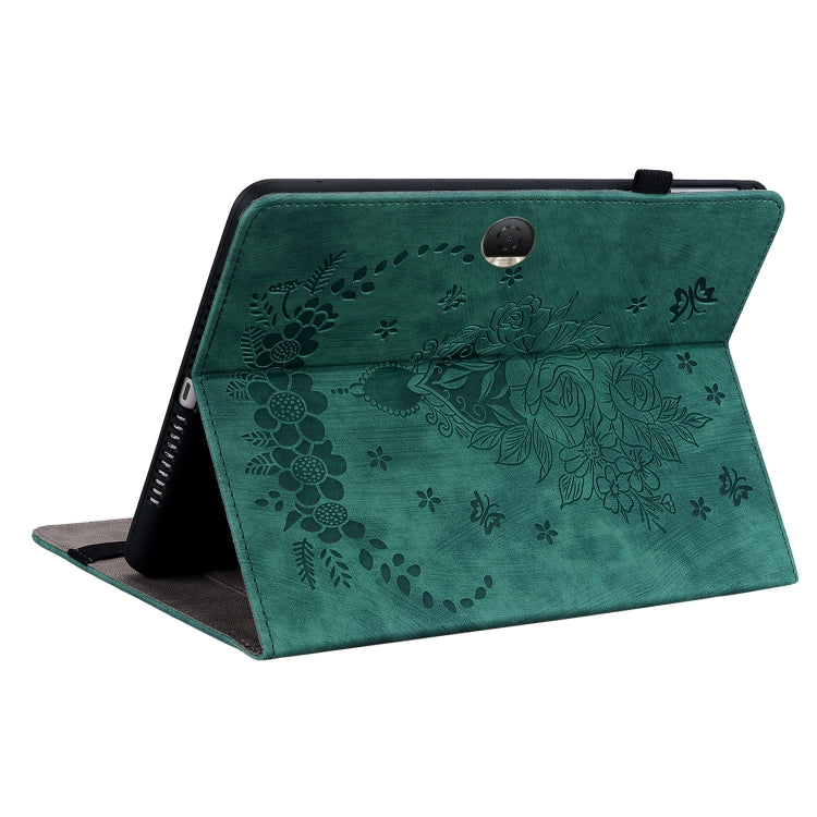 For Honor Pad 9 12.1 Butterfly Rose Embossed Leather Tablet Case(Green) - Honor by PMC TechLife | Online Shopping South Africa | PMC TechLife | Buy Now Pay Later Mobicred