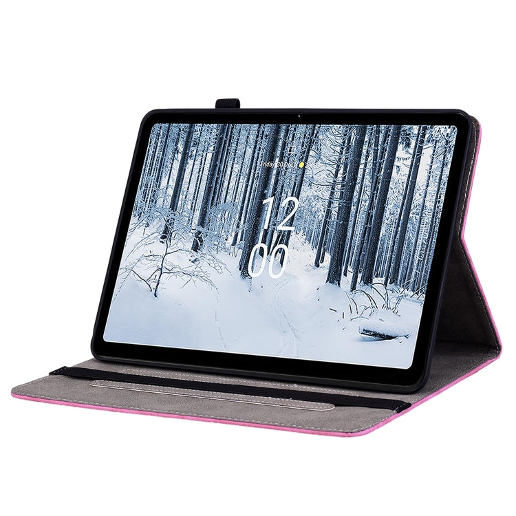 For Nokia T21 Butterfly Rose Embossed Leather Tablet Case(Rose Red) - Honor Cases by PMC TechLife | Online Shopping South Africa | PMC TechLife | Buy Now Pay Later Mobicred