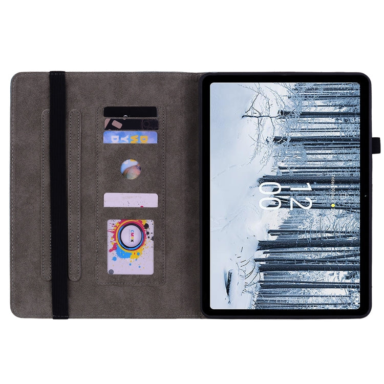For Nokia T21 Butterfly Rose Embossed Leather Tablet Case(Dark Blue) - Honor Cases by PMC TechLife | Online Shopping South Africa | PMC TechLife | Buy Now Pay Later Mobicred