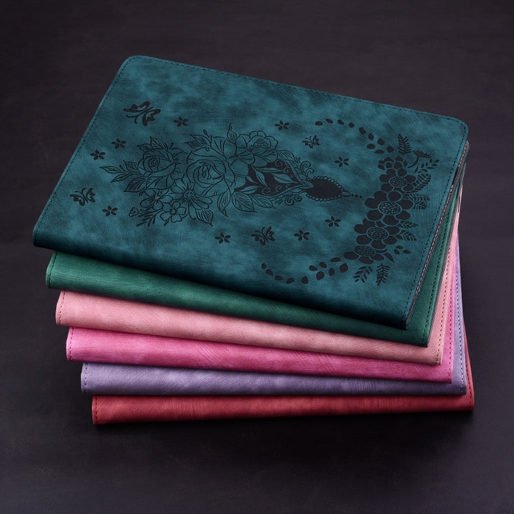For Nokia T21 Butterfly Rose Embossed Leather Tablet Case(Green) - Honor Cases by PMC TechLife | Online Shopping South Africa | PMC TechLife | Buy Now Pay Later Mobicred