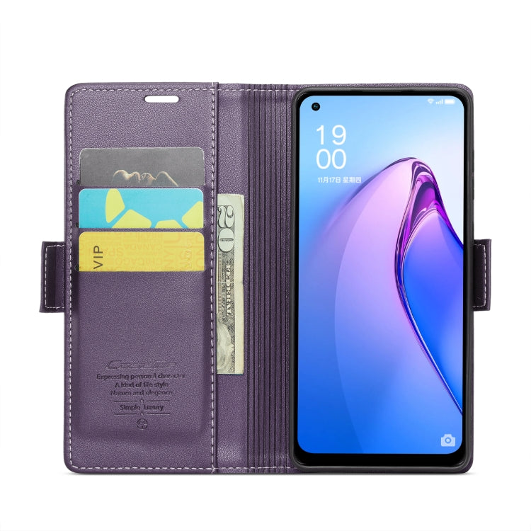 For OPPO Reno7 Z Global/Reno7 Lite Global CaseMe 023 Butterfly Buckle Litchi Texture RFID Anti-theft Leather Phone Case(Pearly Purple) - OPPO Cases by CaseMe | Online Shopping South Africa | PMC Jewellery | Buy Now Pay Later Mobicred