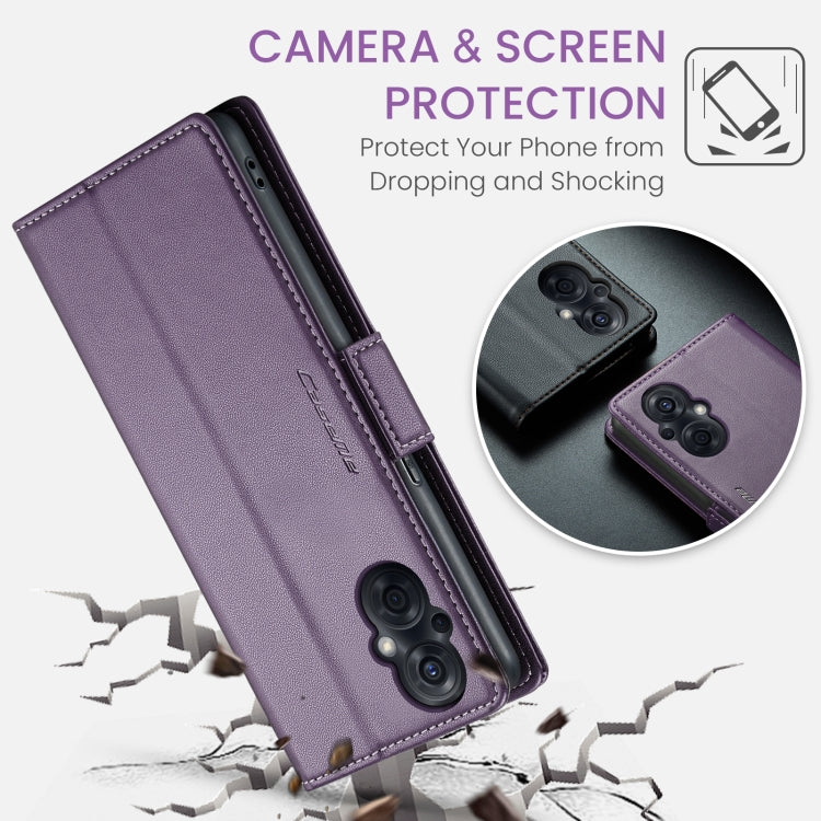 For OPPO Reno7 Z Global/Reno7 Lite Global CaseMe 023 Butterfly Buckle Litchi Texture RFID Anti-theft Leather Phone Case(Pearly Purple) - OPPO Cases by CaseMe | Online Shopping South Africa | PMC Jewellery | Buy Now Pay Later Mobicred