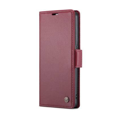 For OPPO Reno8 Lite Global CaseMe 023 Butterfly Buckle Litchi Texture RFID Anti-theft Leather Phone Case(Wine Red) - OPPO Cases by CaseMe | Online Shopping South Africa | PMC Jewellery | Buy Now Pay Later Mobicred