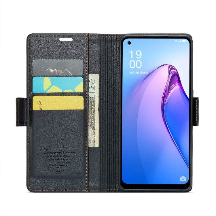 For OPPO F21 Pro 5G Globa/Reno8 Z Global CaseMe 023 Butterfly Buckle Litchi Texture RFID Anti-theft Leather Phone Case(Black) - OPPO Cases by CaseMe | Online Shopping South Africa | PMC Jewellery | Buy Now Pay Later Mobicred