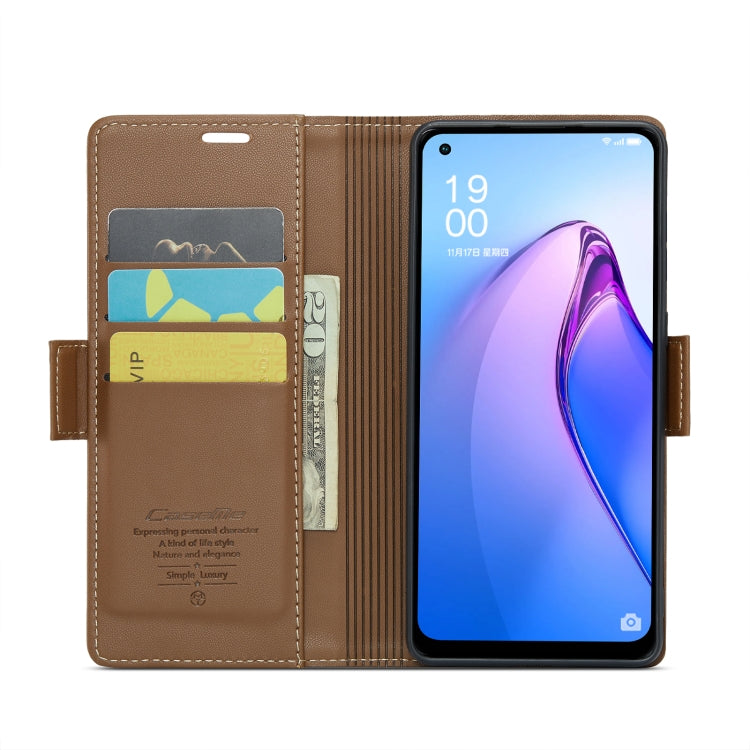 For OPPO F21 Pro 5G Globa/Reno8 Z Global CaseMe 023 Butterfly Buckle Litchi Texture RFID Anti-theft Leather Phone Case(Brown) - OPPO Cases by CaseMe | Online Shopping South Africa | PMC Jewellery | Buy Now Pay Later Mobicred