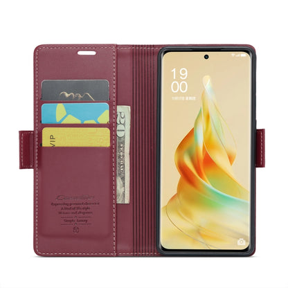 For OPPO Reno8 T 5G/A1 Pro 5G CaseMe 023 Butterfly Buckle Litchi Texture RFID Anti-theft Leather Phone Case(Wine Red) - OPPO Cases by CaseMe | Online Shopping South Africa | PMC Jewellery | Buy Now Pay Later Mobicred