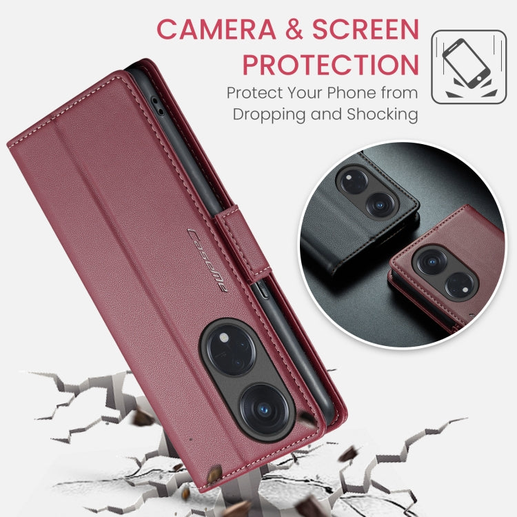 For OPPO Reno8 T 5G/A1 Pro 5G CaseMe 023 Butterfly Buckle Litchi Texture RFID Anti-theft Leather Phone Case(Wine Red) - OPPO Cases by CaseMe | Online Shopping South Africa | PMC Jewellery | Buy Now Pay Later Mobicred