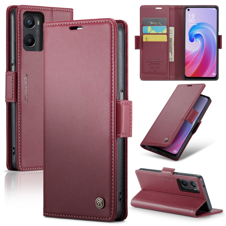 For OPPO A96 4G Global/A36 4G/K10 4G/A76 4G CaseMe 023 Butterfly Buckle Litchi Texture RFID Anti-theft Leather Phone Case(Wine Red) - OPPO Cases by CaseMe | Online Shopping South Africa | PMC Jewellery | Buy Now Pay Later Mobicred