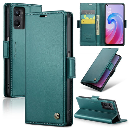 For OPPO A96 4G Global/A36 4G/K10 4G/A76 4G CaseMe 023 Butterfly Buckle Litchi Texture RFID Anti-theft Leather Phone Case(Pearly Blue) - OPPO Cases by CaseMe | Online Shopping South Africa | PMC Jewellery | Buy Now Pay Later Mobicred