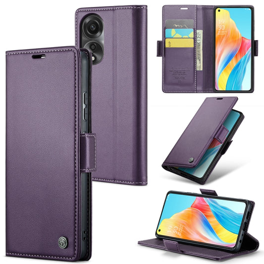 For OPPO A78 4G CaseMe 023 Butterfly Buckle Litchi Texture RFID Anti-theft Leather Phone Case(Pearly Purple) - OPPO Cases by CaseMe | Online Shopping South Africa | PMC Jewellery | Buy Now Pay Later Mobicred