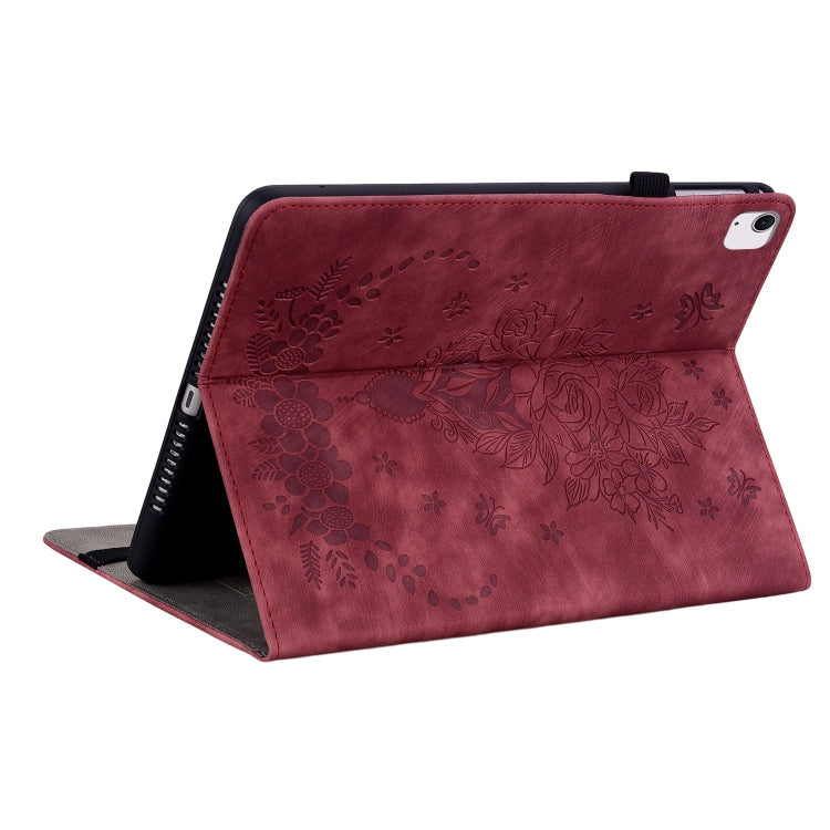 For iPad Air 11 2024 Butterfly Rose Embossed Leather Smart Tablet Case(Red) - iPad Air 11 2024 Cases by PMC Jewellery | Online Shopping South Africa | PMC Jewellery | Buy Now Pay Later Mobicred