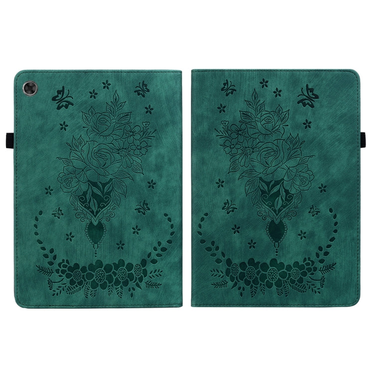 For Lenovo Tab M10 Plus 10.6 3rd Gen Butterfly Rose Embossed Leather Tablet Case(Green) - Lenovo by PMC TechLife | Online Shopping South Africa | PMC TechLife | Buy Now Pay Later Mobicred