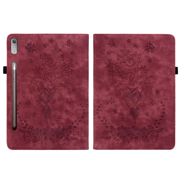 For Lenovo Tab P11 Pro Gen 2 11.2 Butterfly Rose Embossed Leather Tablet Case(Red) - Lenovo by PMC TechLife | Online Shopping South Africa | PMC TechLife | Buy Now Pay Later Mobicred