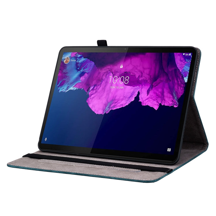 For Lenovo Tab P11 TB-J606F Butterfly Rose Embossed Leather Tablet Case(Dark Blue) - Lenovo by PMC TechLife | Online Shopping South Africa | PMC TechLife | Buy Now Pay Later Mobicred