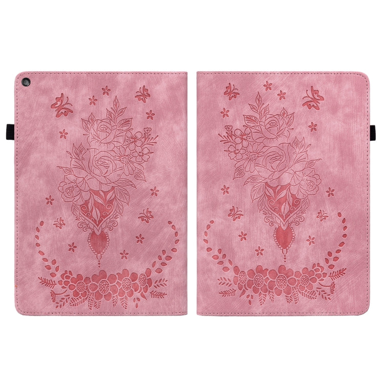 For Amazon Kindle Fire HD10 2019 / 2017 Butterfly Rose Embossed Leather Smart Tablet Case(Pink) - Amazon by PMC TechLife | Online Shopping South Africa | PMC TechLife | Buy Now Pay Later Mobicred