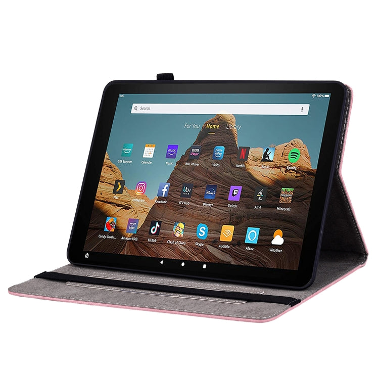 For Amazon Kindle Fire HD10 2019 / 2017 Butterfly Rose Embossed Leather Smart Tablet Case(Pink) - Amazon by PMC TechLife | Online Shopping South Africa | PMC TechLife | Buy Now Pay Later Mobicred