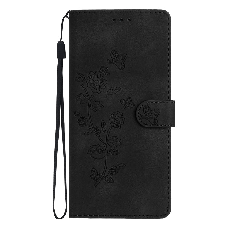 For iPhone 16 Plus Flower Butterfly Embossing Pattern Leather Phone Case(Black) - iPhone 16 Plus Cases by PMC Jewellery | Online Shopping South Africa | PMC Jewellery | Buy Now Pay Later Mobicred