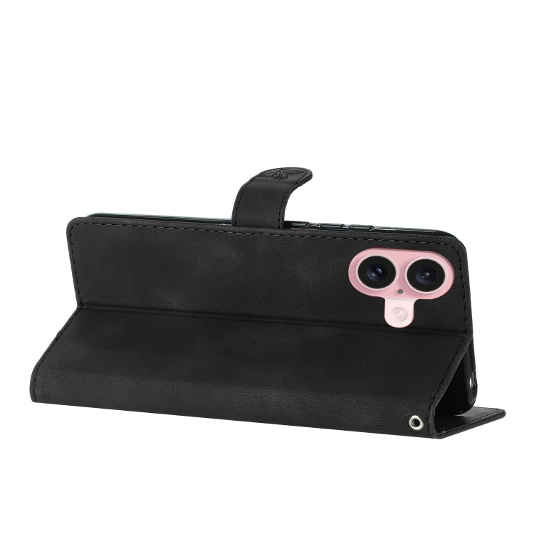 For iPhone 16 Plus Flower Butterfly Embossing Pattern Leather Phone Case(Black) - iPhone 16 Plus Cases by PMC TechLife | Online Shopping South Africa | PMC TechLife | Buy Now Pay Later Mobicred