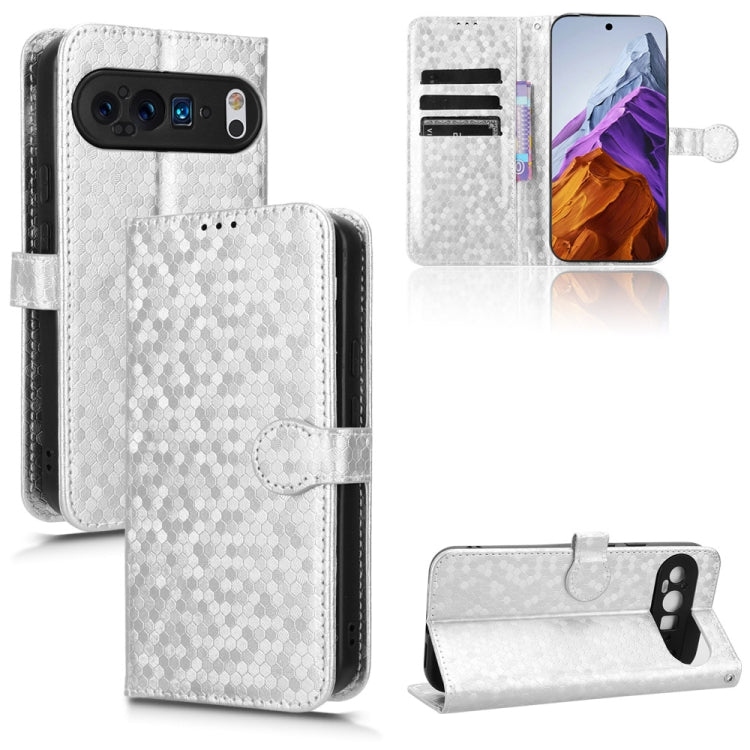 For Google Pixel 9 Honeycomb Dot Texture Leather Phone Case(Silver) - Google Cases by PMC Jewellery | Online Shopping South Africa | PMC Jewellery | Buy Now Pay Later Mobicred