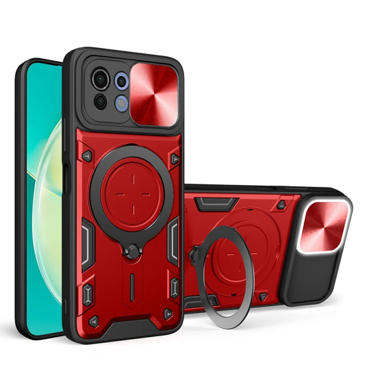 For Xiaomi Mi 11 Lite 4G / 5G CD Texture Sliding Camshield Magnetic Holder Phone Case(Red) - Xiaomi Cases by PMC Jewellery | Online Shopping South Africa | PMC Jewellery | Buy Now Pay Later Mobicred