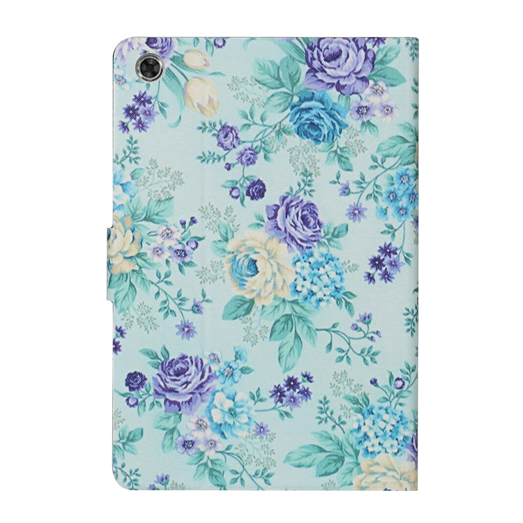 For Lenovo Tab M10 Plus Flower Pattern Horizontal Flip Leather Case with Card Slots & Holder(Purple Flower) - Lenovo by PMC Jewellery | Online Shopping South Africa | PMC Jewellery