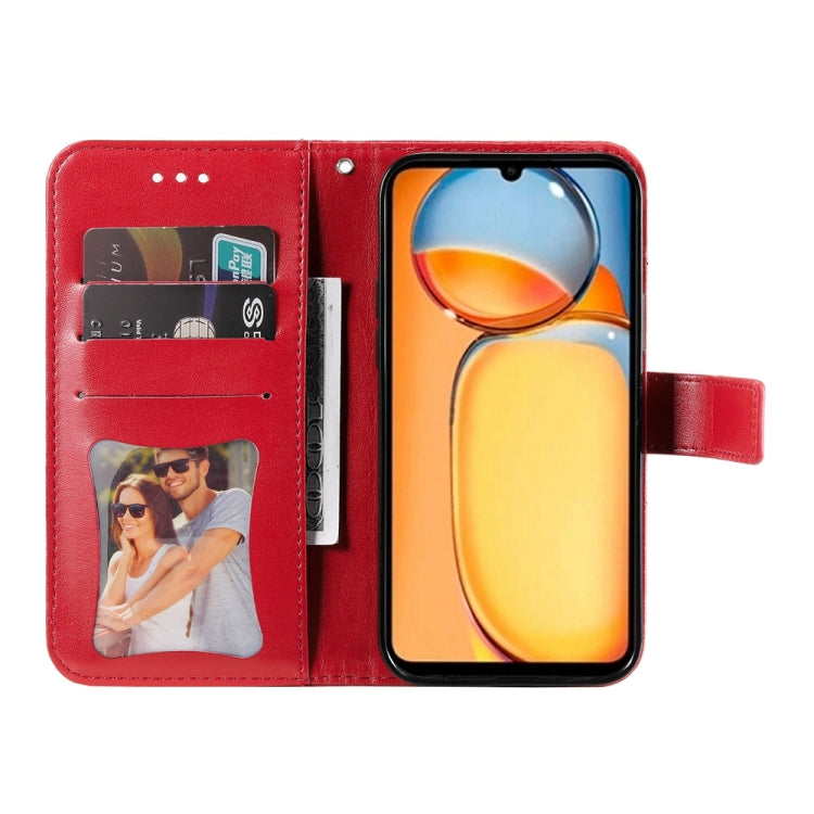 For Xiaomi Redmi 13C 4G 7-petal Flowers Embossing Leather Phone Case(Red) - 13C Cases by PMC Jewellery | Online Shopping South Africa | PMC Jewellery | Buy Now Pay Later Mobicred