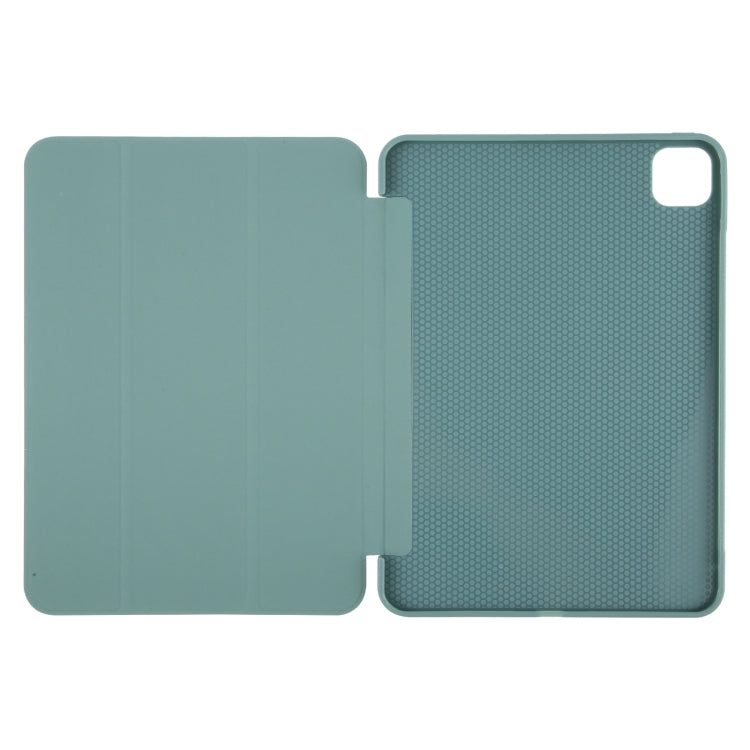 For iPad Pro 13 2024 GEBEI 3-folding Holder Shockproof Flip Leather Tablet Case(Dark Green) - iPad Pro 13 2024 Cases by GEBEI | Online Shopping South Africa | PMC TechLife | Buy Now Pay Later Mobicred