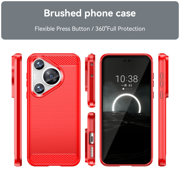 For Huawei Pura 70 Pro / Pura 70 Pro+ Brushed Texture Carbon Fiber TPU Phone Case(Red) - Huawei Cases by PMC Jewellery | Online Shopping South Africa | PMC Jewellery | Buy Now Pay Later Mobicred