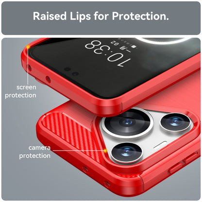 For Huawei Pura 70 Pro / Pura 70 Pro+ Brushed Texture Carbon Fiber TPU Phone Case(Red) - Huawei Cases by PMC Jewellery | Online Shopping South Africa | PMC Jewellery | Buy Now Pay Later Mobicred