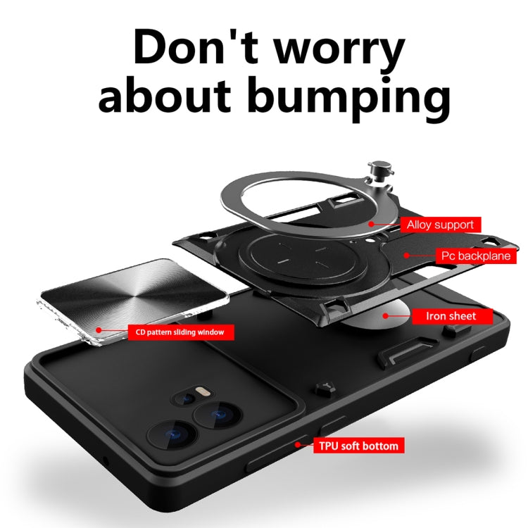 For Motorola Edge 30 Fusion CD Texture Sliding Camshield Magnetic Holder Phone Case(Black) - free shipping - PMC TechLife - Order now!
