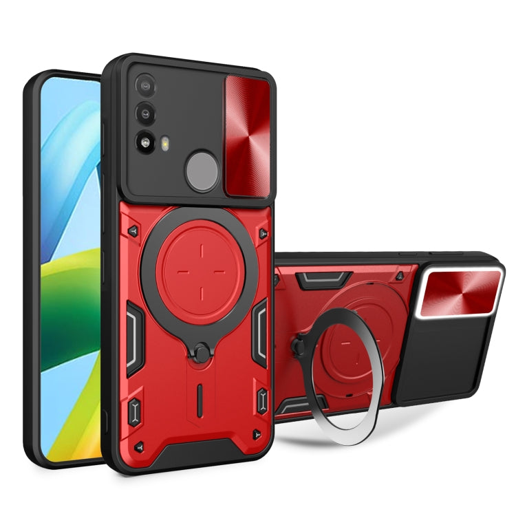 For Motorola Moto E20 / E30 / E40 CD Texture Sliding Camshield Magnetic Holder Phone Case(Red) - free shipping - PMC TechLife - Order now!