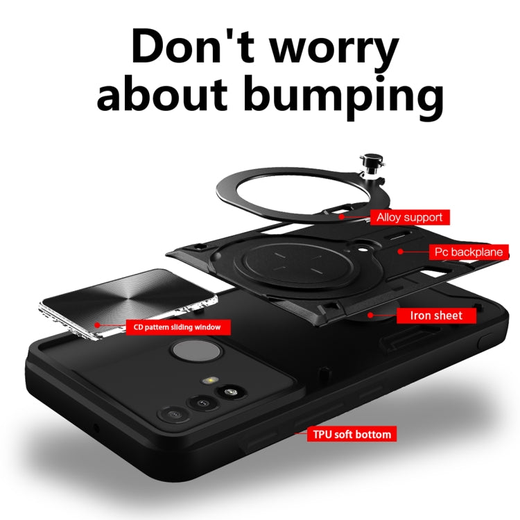 For Motorola Moto E20 / E30 / E40 CD Texture Sliding Camshield Magnetic Holder Phone Case(Red) - free shipping - PMC TechLife - Order now!