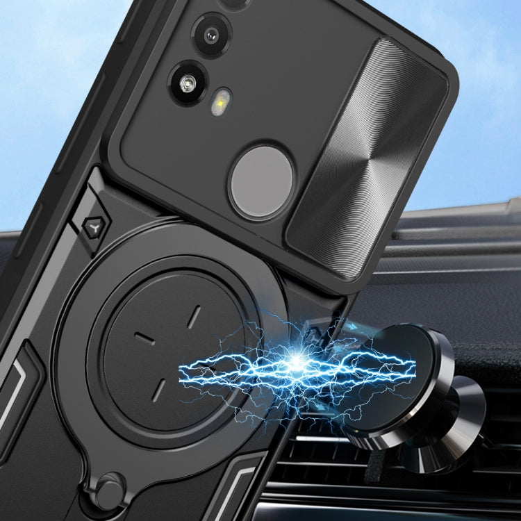 For Motorola Moto E20 / E30 / E40 CD Texture Sliding Camshield Magnetic Holder Phone Case(Red) - free shipping - PMC TechLife - Order now!