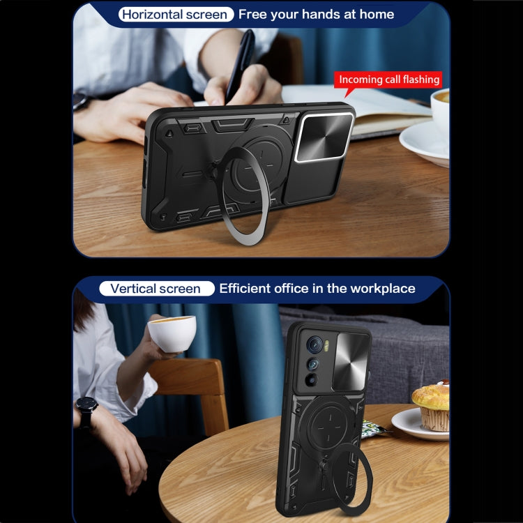 For Motorola Edge 30 CD Texture Sliding Camshield Magnetic Holder Phone Case(Purple) - free shipping - PMC TechLife - Order now!