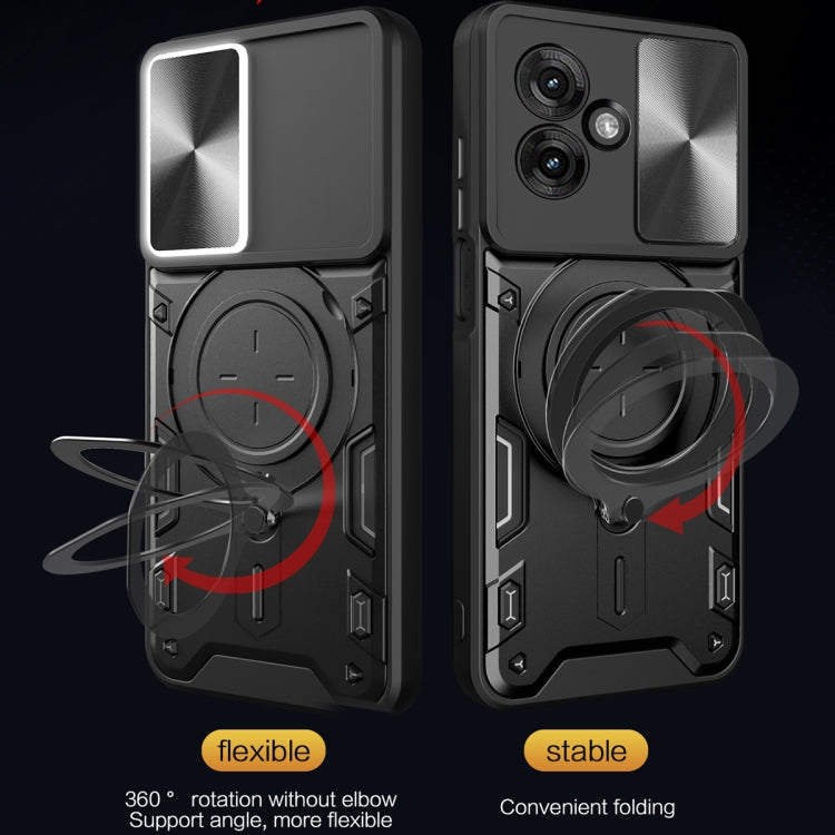 For Motorola Moto G55 CD Texture Sliding Camshield Magnetic Holder Phone Case(Black) - free shipping - PMC TechLife - Order now!