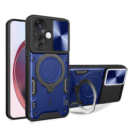 For OPPO Reno11 F 5G Global CD Texture Sliding Camshield Magnetic Holder Phone Case(Blue) - Reno11 F Cases by PMC Jewellery | Online Shopping South Africa | PMC Jewellery | Buy Now Pay Later Mobicred