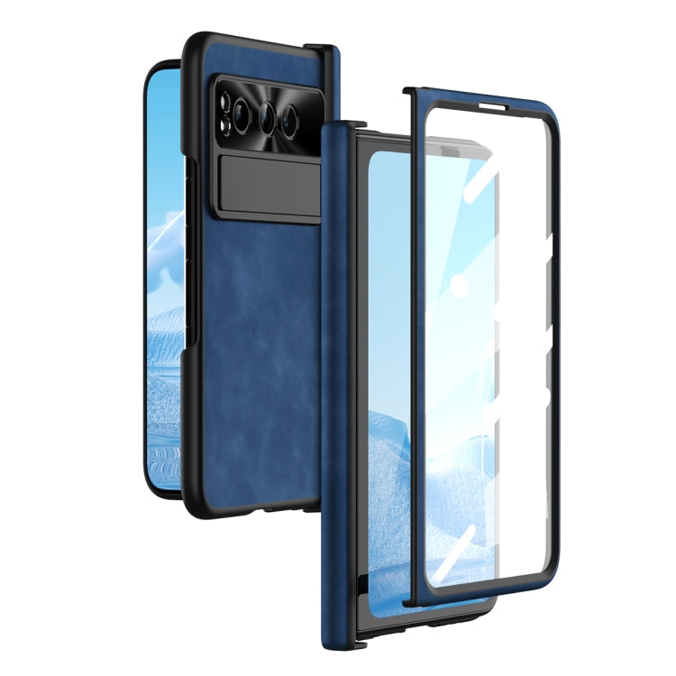 For Google Pixel Fold Napa Texture All-inclusive Phone Case(Blue) - Google Cases by PMC TechLife | Online Shopping South Africa | PMC TechLife | Buy Now Pay Later Mobicred