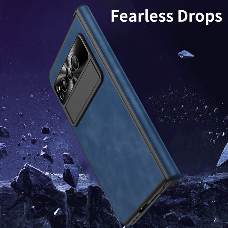 For Google Pixel Fold Napa Texture All-inclusive Phone Case(Blue) - Google Cases by PMC TechLife | Online Shopping South Africa | PMC TechLife | Buy Now Pay Later Mobicred