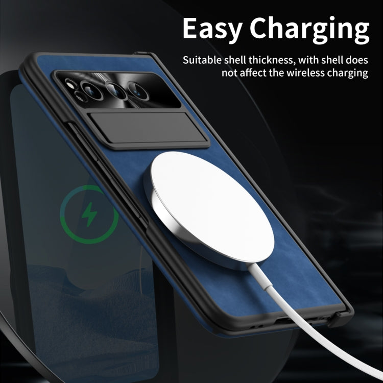 For Google Pixel Fold Napa Texture All-inclusive Phone Case(Blue) - Google Cases by PMC TechLife | Online Shopping South Africa | PMC TechLife | Buy Now Pay Later Mobicred