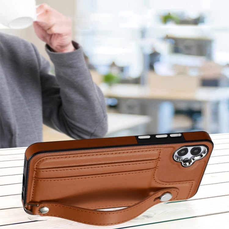 For Samsung Galaxy A04E / F04 / M04 Shockproof Leather Phone Case with Wrist Strap(Brown) - free shipping - PMC TechLife - Order now!