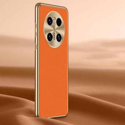 For Huawei Mate 40 Litchi Texture Genuine Leather Phone Case(Orange) - Huawei Cases by PMC Jewellery | Online Shopping South Africa | PMC Jewellery | Buy Now Pay Later Mobicred