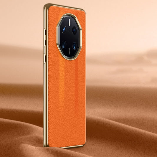 For Huawei Mate 50 RS Litchi Texture Genuine Leather Phone Case(Orange) - Huawei Cases by PMC Jewellery | Online Shopping South Africa | PMC Jewellery | Buy Now Pay Later Mobicred