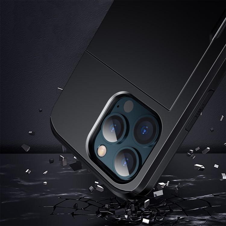 For iPhone 15 Pro Shockproof Armor Phone Case with Slide Card Slot(Dark Blue) - iPhone 15 Pro Cases by PMC TechLife | Online Shopping South Africa | PMC TechLife